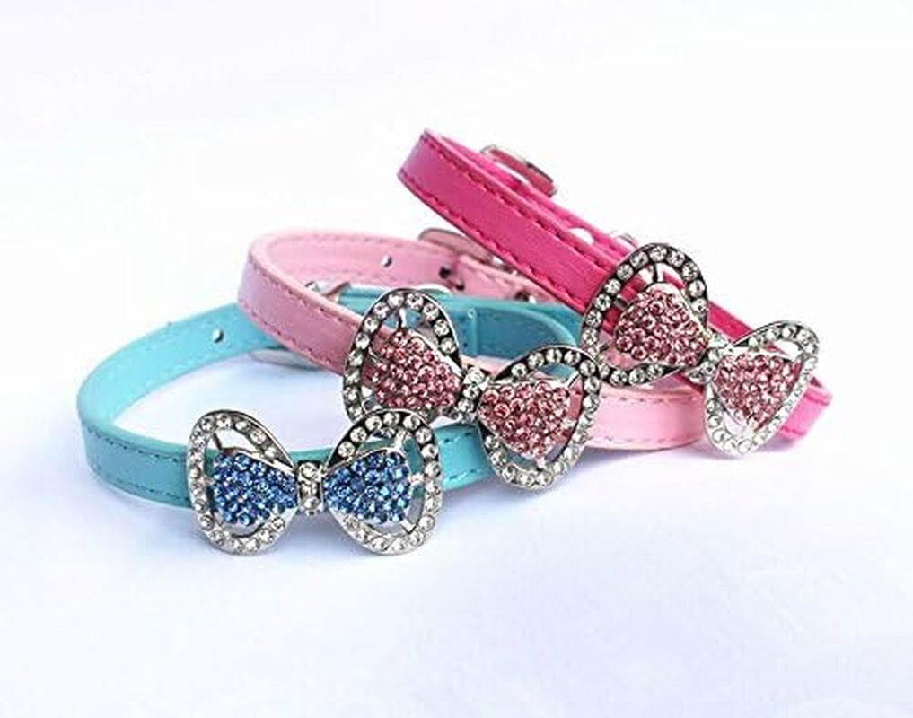 Adjustable Rhinestone Dog Collar – 8.7"-10.7" Chic Bow Tie for Small Pets