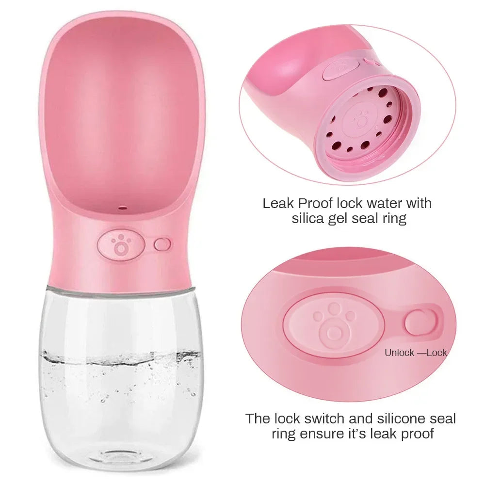 Portable Dog Water Bottle – 350ml/550ml Travel Bowl for Pets