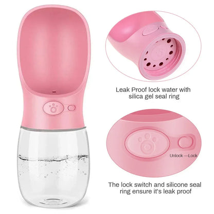 Portable Dog Water Bottle – 350ml/550ml Travel Bowl for Pets