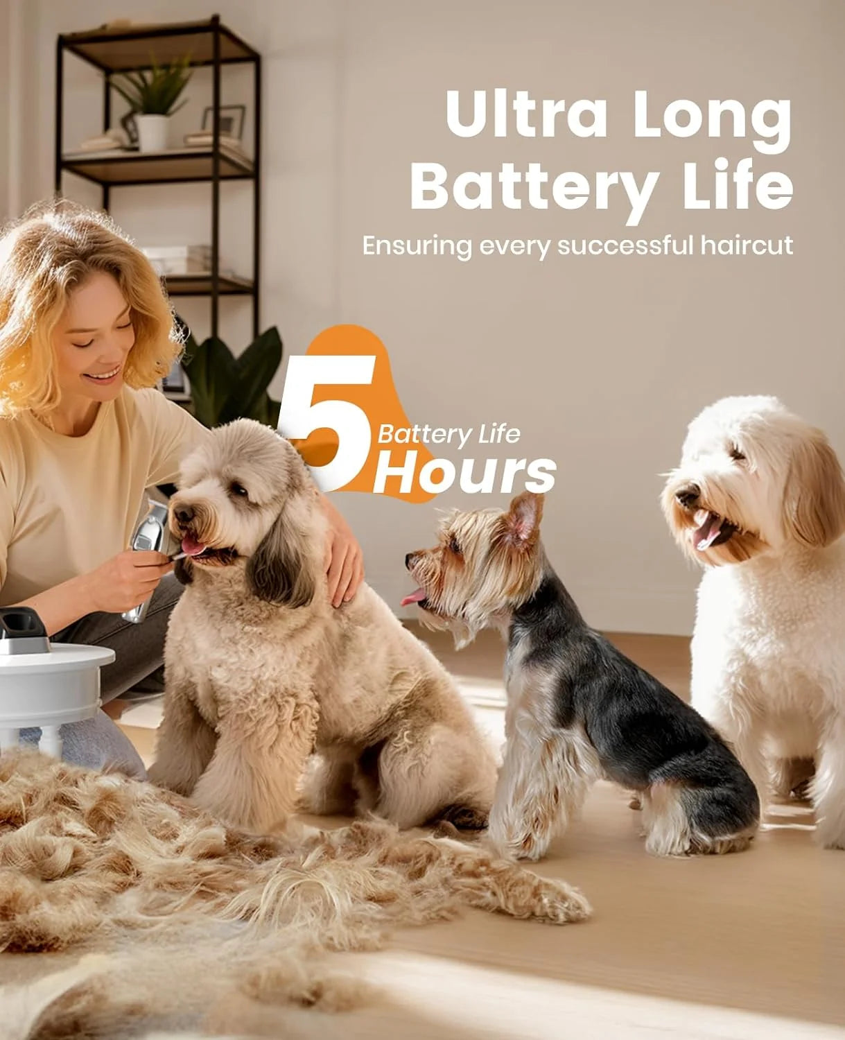 Professional Dog Grooming Clippers – 2 Speed Heavy Duty Cordless Trimmer for Thick Coats