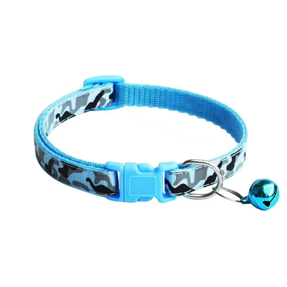 Camouflage Pet Collar – Adjustable Neck Strap with Bell for Dogs & Cats
