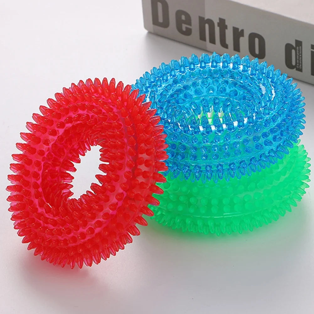 Spiky Squeaky Dog Ring – Durable, Non-Toxic Rubber Chew & Fetch Toy