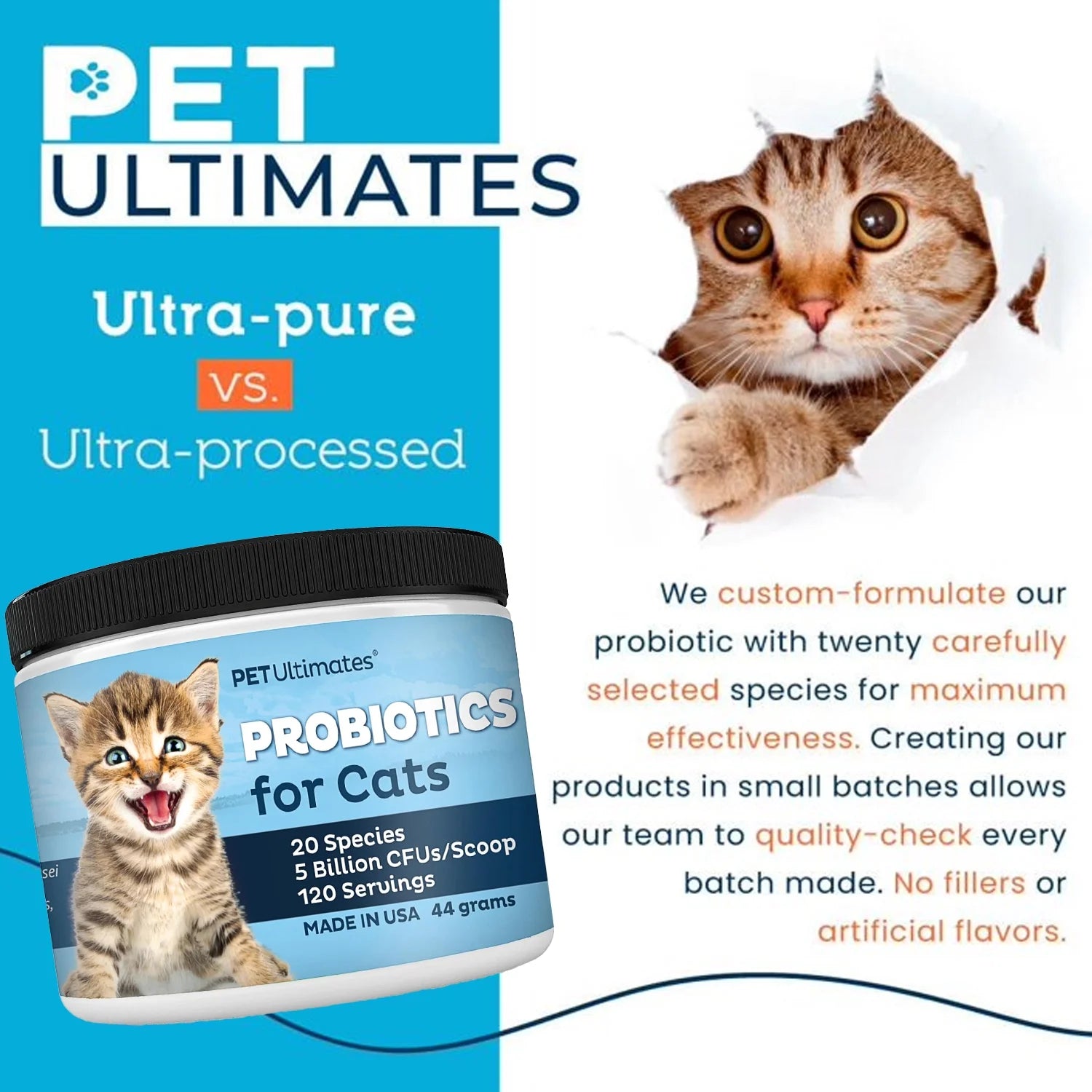 Cat Probiotics Powder with Digestive Enzymes for Cats Digestive Health Supplement 44g