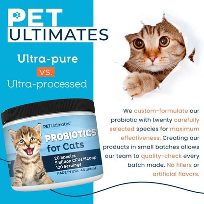Cat Probiotics Powder with Digestive Enzymes for Cats Digestive Health Supplement 44g