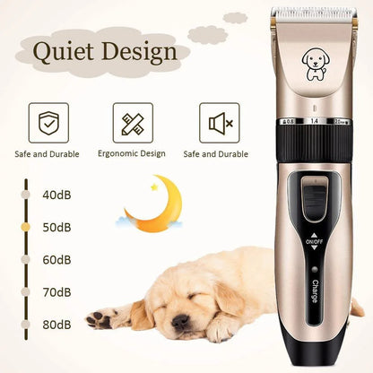 Dog Clippers for Grooming Set 11 PCS ， Low Noise Professional , Rechargeable Cordless Quiet Dog Grooming Kit for Dogs Cats Pets