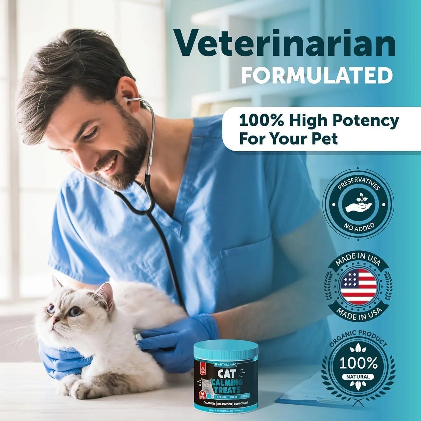 Hemp Calming Treats for Cats & Kittens – Stress & Anxiety Relief with Melatonin