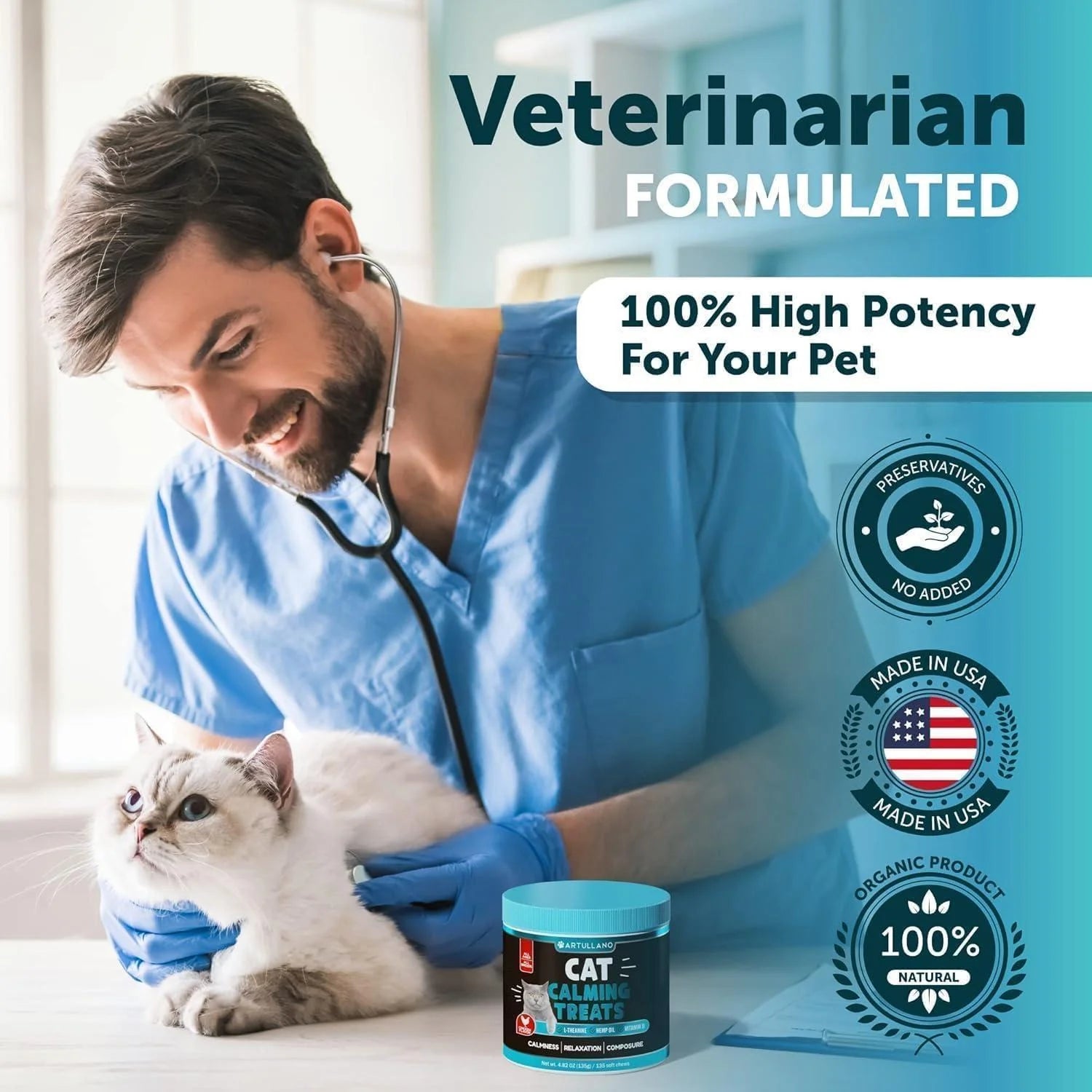Hemp Calming Treats for Cats & Kittens – Stress & Anxiety Relief with Melatonin