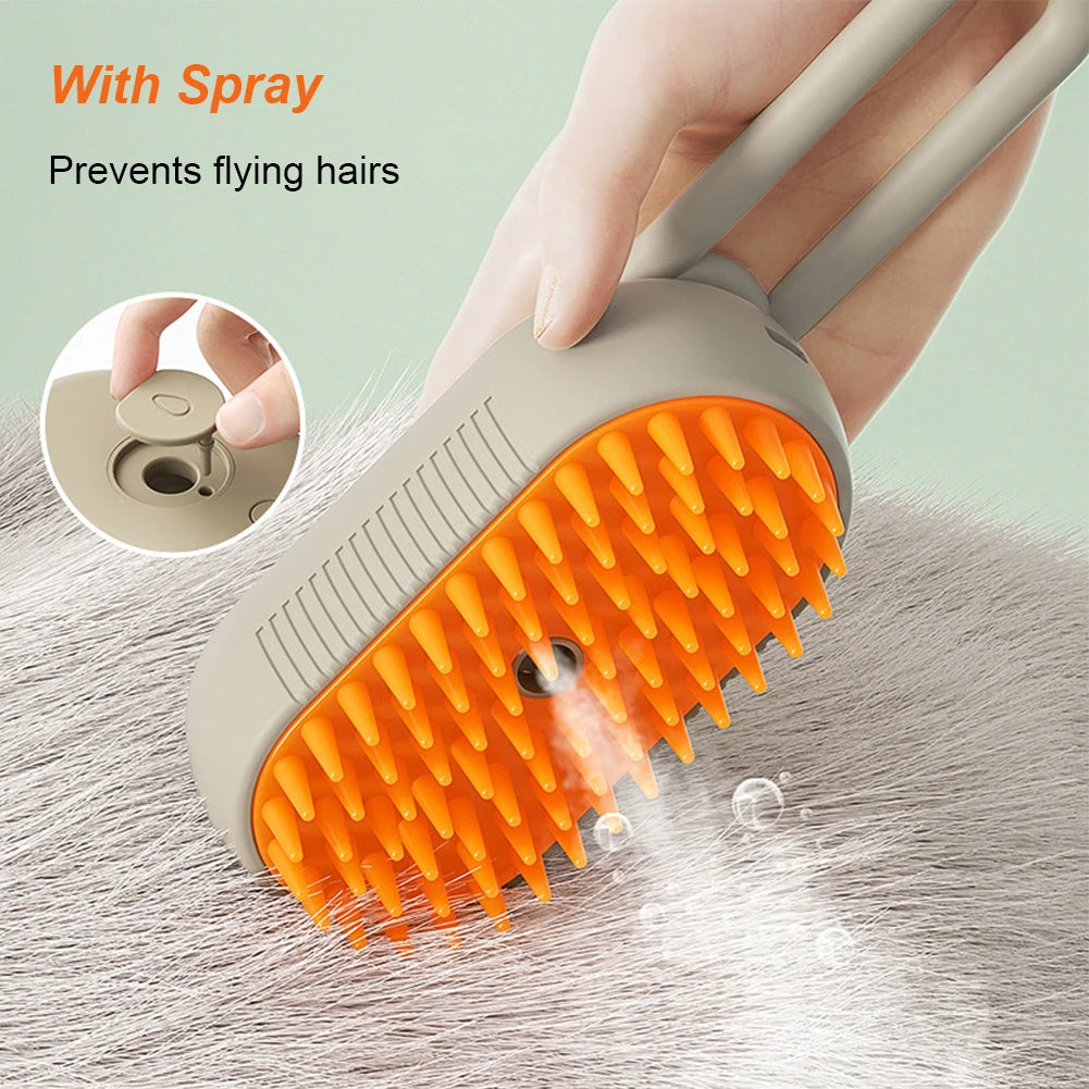 3-in-1 Pet Steam Grooming Brush – Spray, Massage & Hair Removal Comb for Cats & Dogs