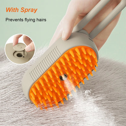 3-in-1 Pet Steam Grooming Brush – Spray, Massage & Hair Removal Comb for Cats & Dogs