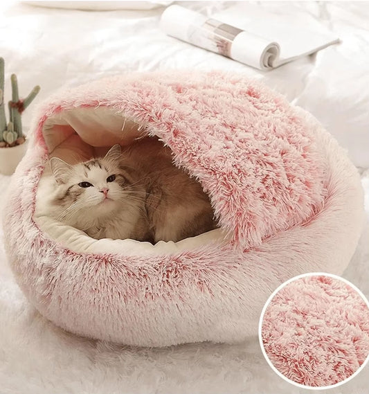 Plush Hooded Pet Bed For Dogs & Cats