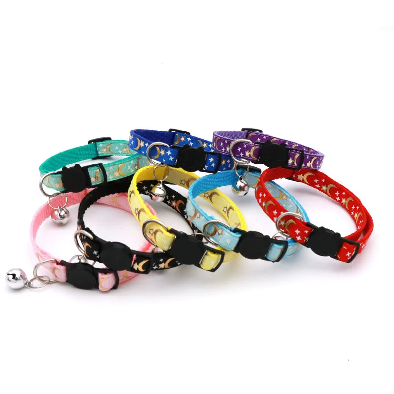 Adjustable Starry Moon Collar With Safety Bell For Dogs & Cats