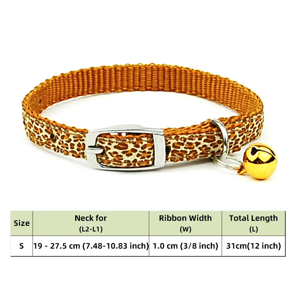 Adjustable Nylon Dog Collar – Embroidered Waistband Style with Bell for Dogs & Cats