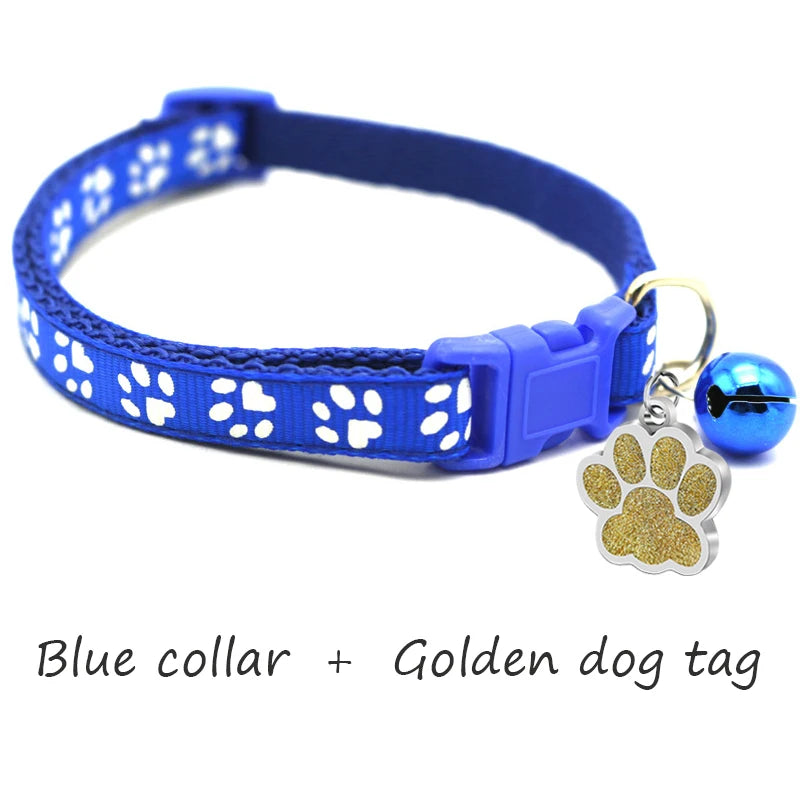 Custom Dog Collar with Name Tag & Bell – Personalized Pet ID Pendant