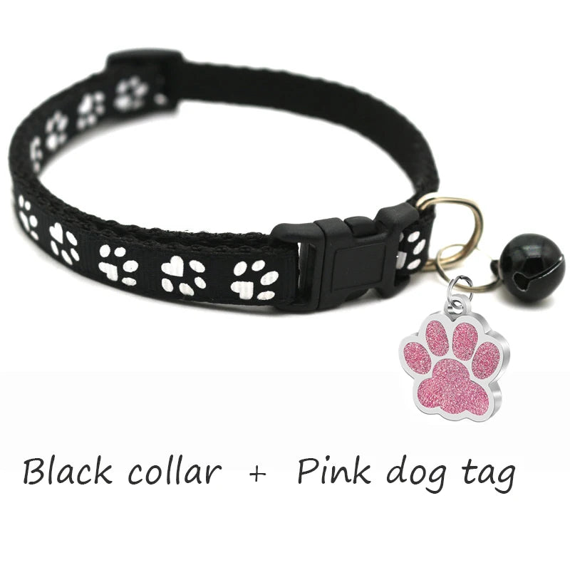 Custom Dog Collar with Name Tag & Bell – Personalized Pet ID Pendant