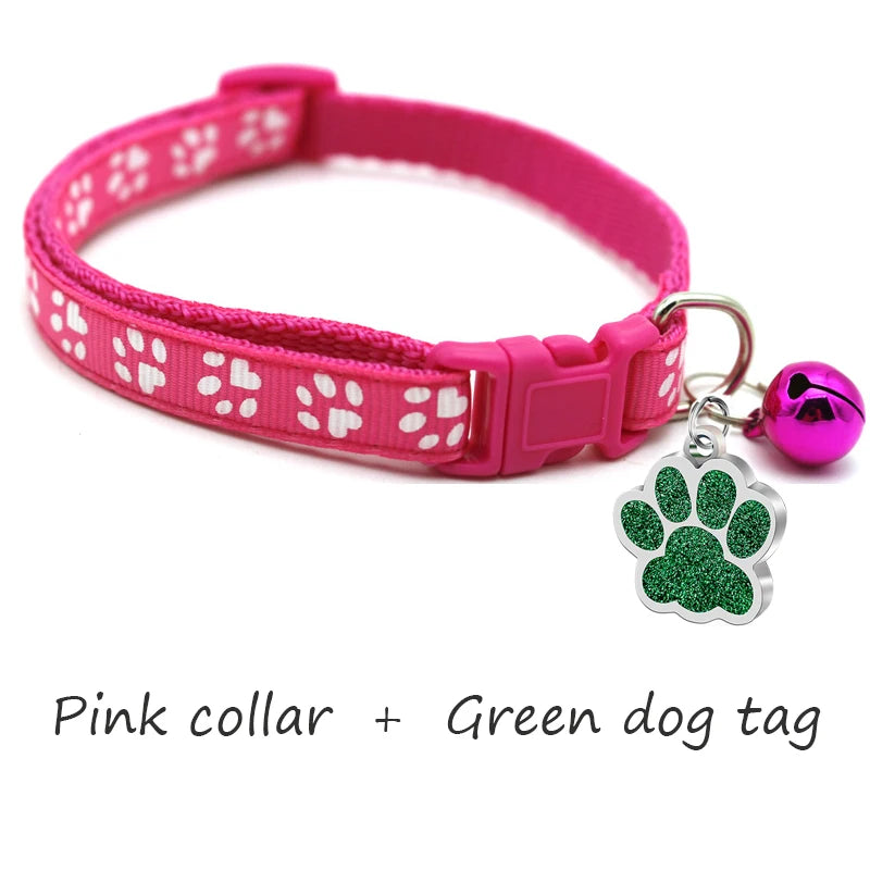 Custom Dog Collar with Name Tag & Bell – Personalized Pet ID Pendant
