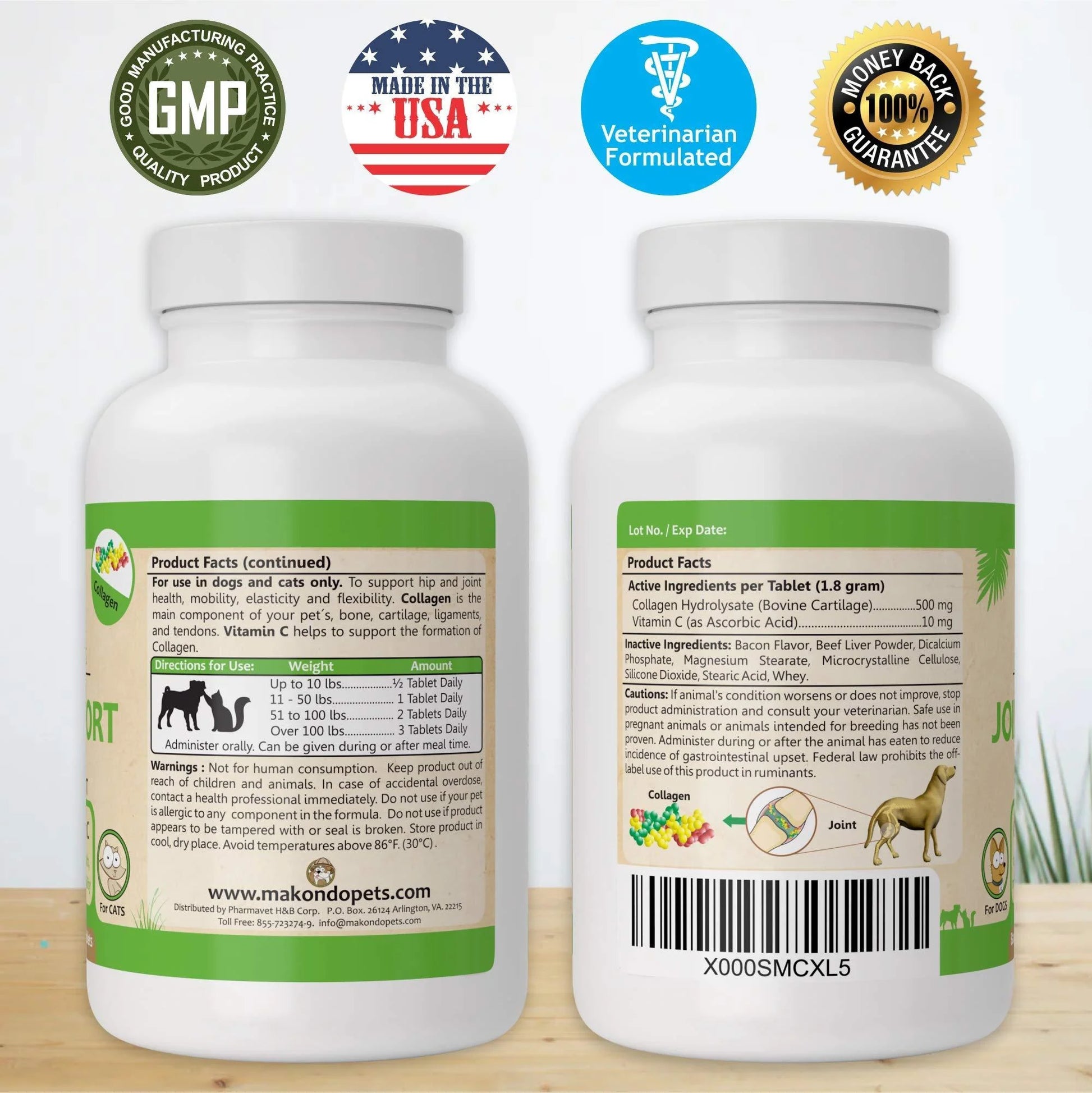 Vitamin C & Collagen Joint Support for Dogs & Cats – 60 Tablets