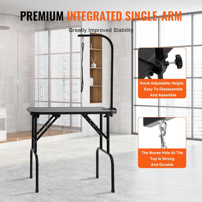 Foldable 32” Grooming Table Arm – Adjustable Height Clamp for Dogs & Cats