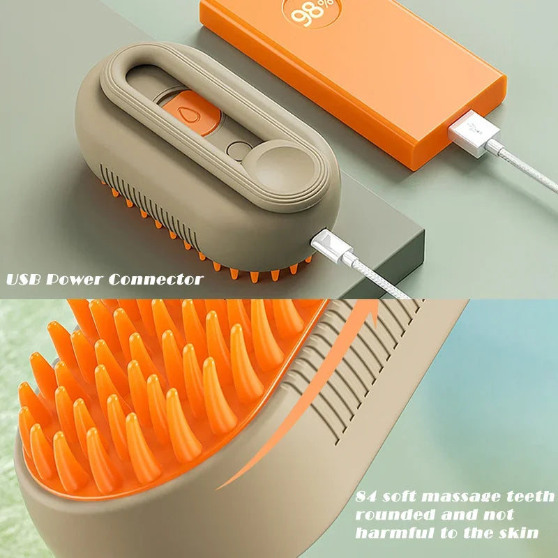 3-in-1 Pet Steam Grooming Brush – Spray, Massage & Hair Removal Comb for Cats & Dogs