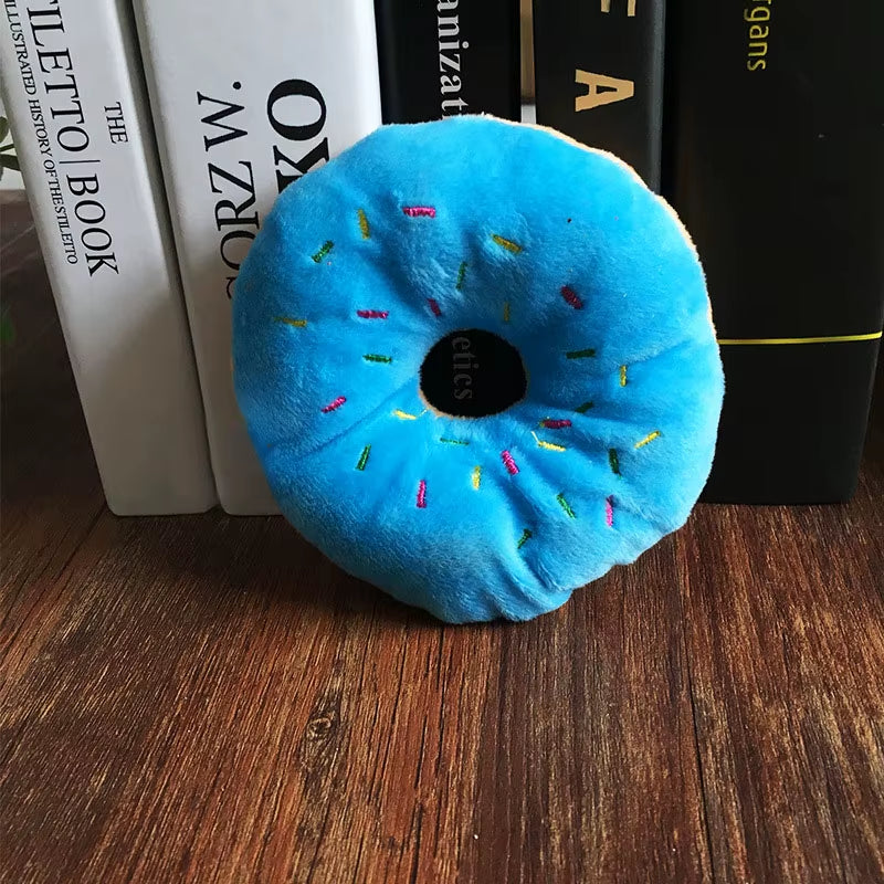 Plush Cotton Donut Chew Toy – Soft & Squeaky Fun for Puppies & Cats