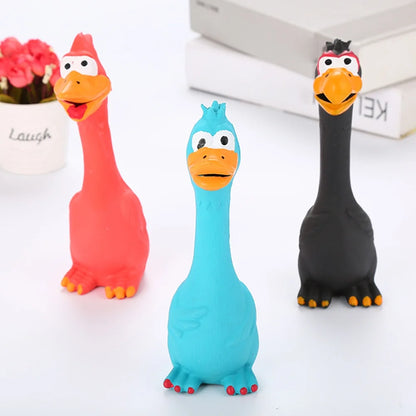 Cartoon Chicken Chew Toy – Bright Blue Squeaky Fun for Dogs