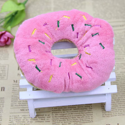 Plush Cotton Donut Chew Toy – Soft & Squeaky Fun for Puppies & Cats