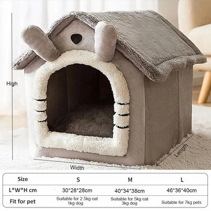 Indoor Warm Dog/Cat House with Removable Bed Cushion Suitable for Small/Medium/Large Pets