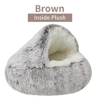 Plush Hooded Pet Bed For Dogs & Cats