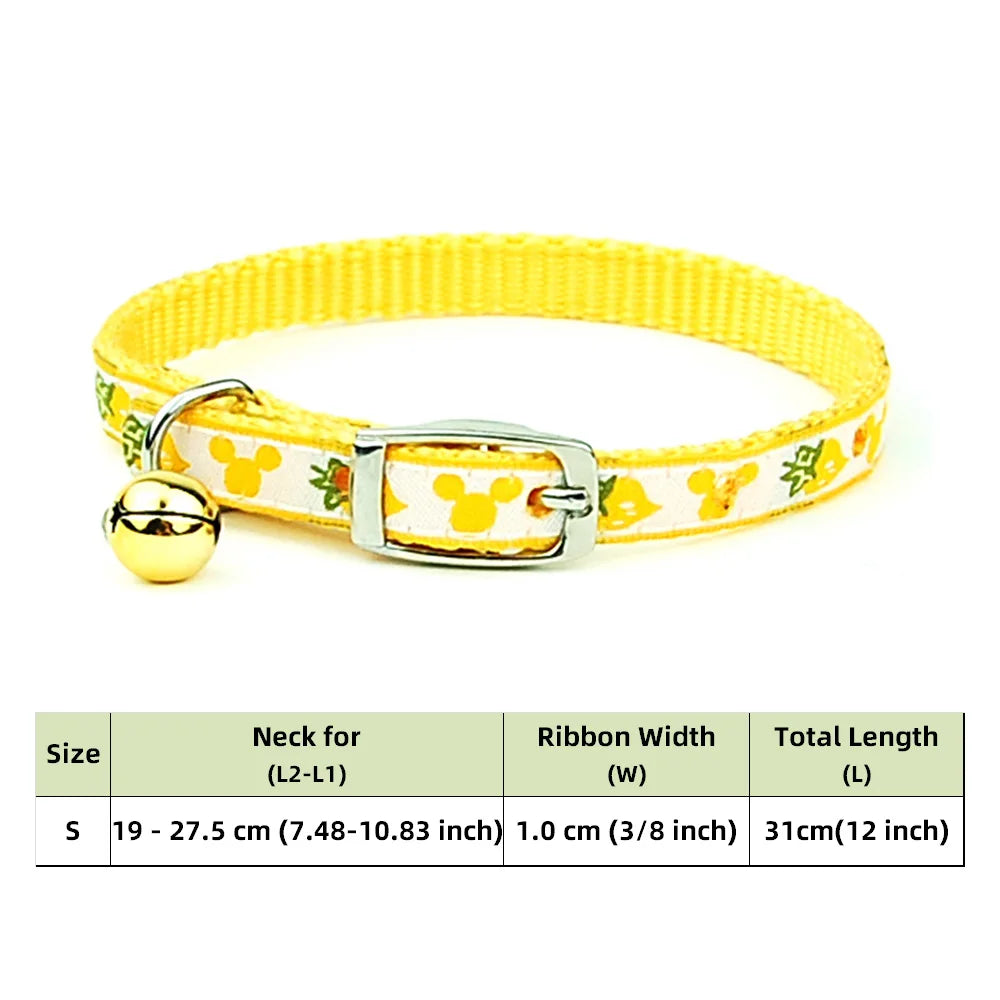 Adjustable Nylon Dog Collar – Embroidered Waistband Style with Bell for Dogs & Cats