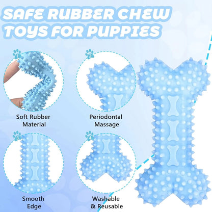 3 Pack Puppy Chew Toys for Teething, Puppy Toys Small Dog Soft Rubber Cleaning Teeth Outdoor Interactive Pet Toy Set Durable Rop