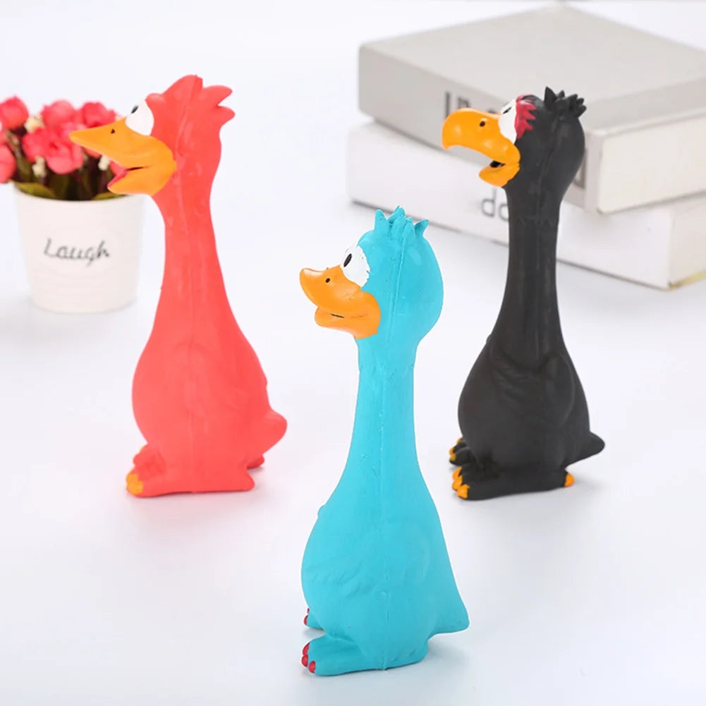 Cartoon Chicken Chew Toy – Bright Blue Squeaky Fun for Dogs