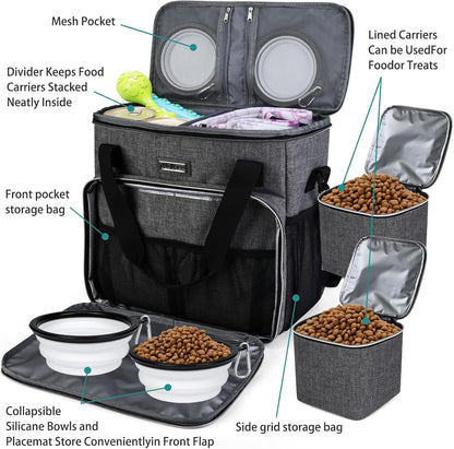- Grey Dog Travel Bag – Complete Pet Travel Kit with Food Containers & Bowls