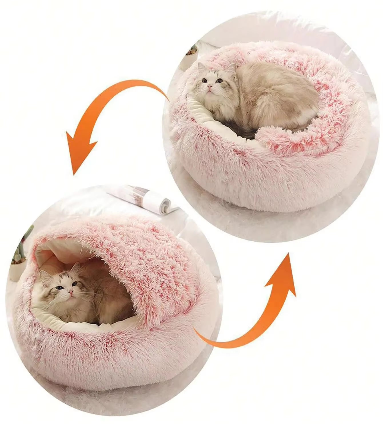 Plush Hooded Pet Bed For Dogs & Cats