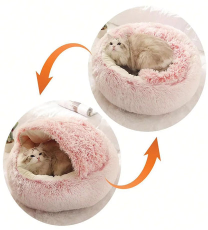 Plush Hooded Pet Bed For Dogs & Cats