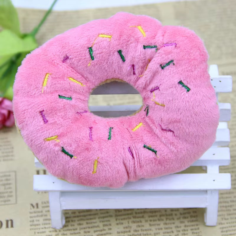 Plush Cotton Donut Chew Toy – Soft & Squeaky Fun for Puppies & Cats