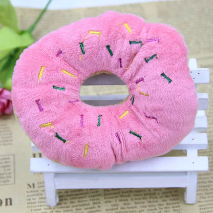 Plush Cotton Donut Chew Toy – Soft & Squeaky Fun for Puppies & Cats