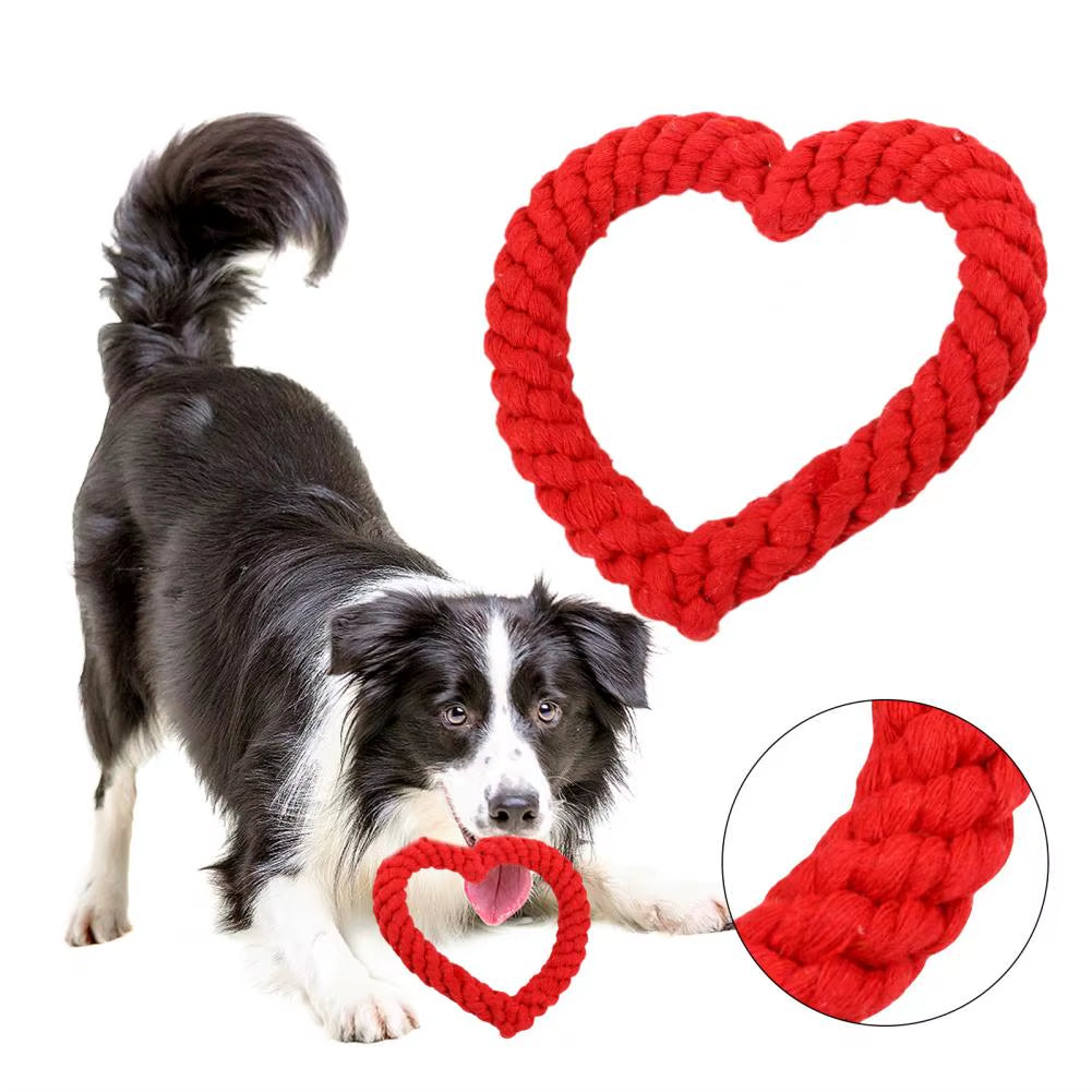Heart-Shaped Cotton Rope Chew Toy – Durable & Fun for Dogs & Cats