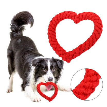 Heart-Shaped Cotton Rope Chew Toy – Durable & Fun for Dogs & Cats
