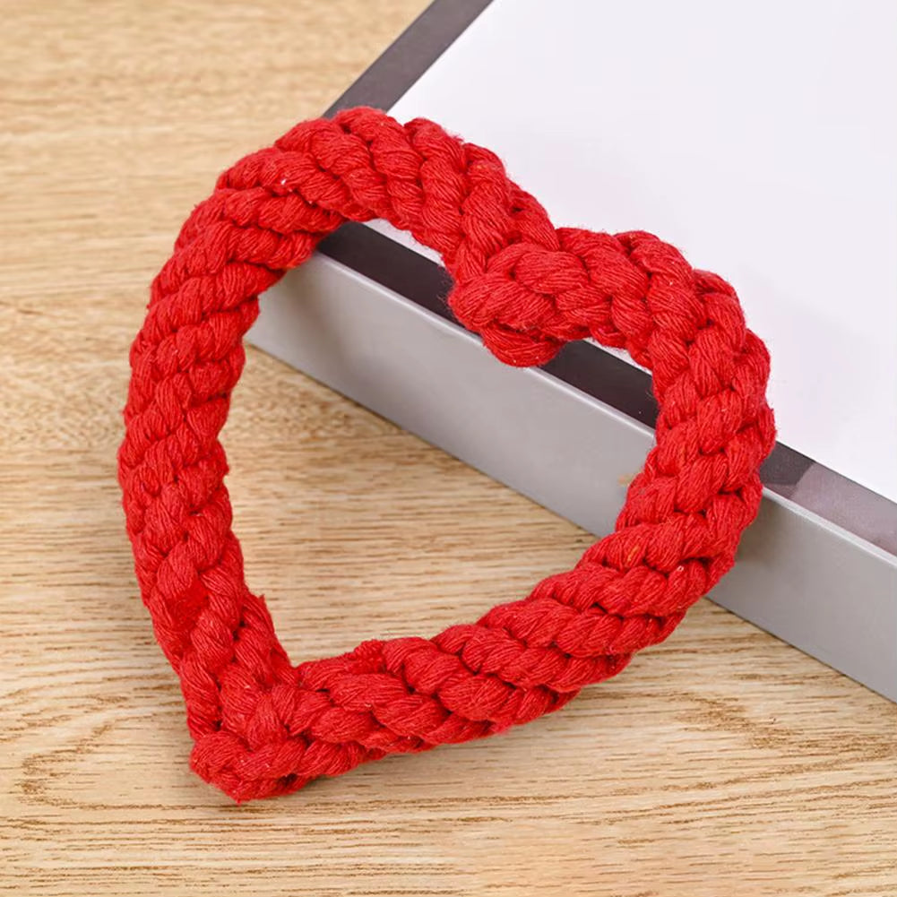 Heart-Shaped Cotton Rope Chew Toy – Durable & Fun for Dogs & Cats