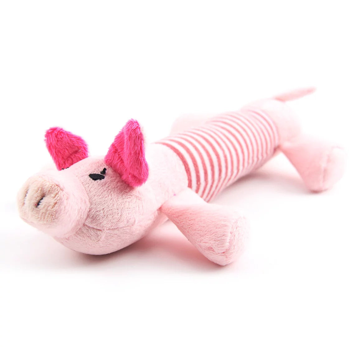 3-Pack Striped Plush Dog Toys – Squeaky Elephant, Duck & Pig for Puppies