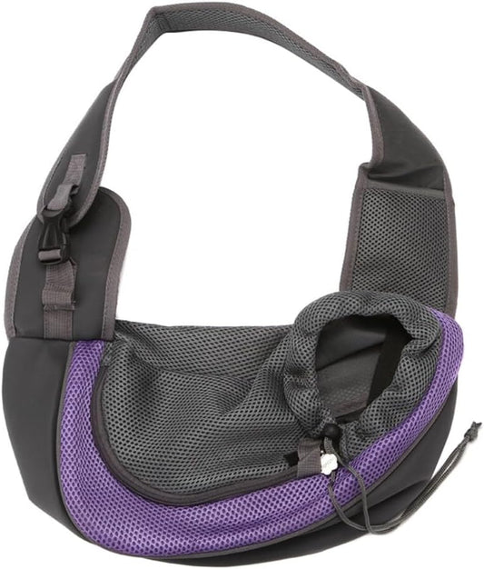 Pet Dog Sling Carrier Breathable Mesh Hands-Free Crossbody Bag for Small Dogs Cat Rabbit Outdoor Travel Purple