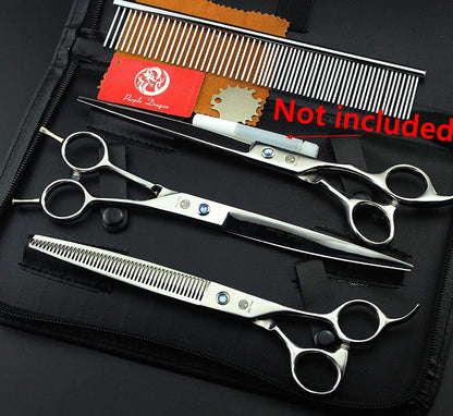 8 Inch Dog Hair Cutting, Curved and Thinning Scissor Shears Pet Grooming Tool Kit