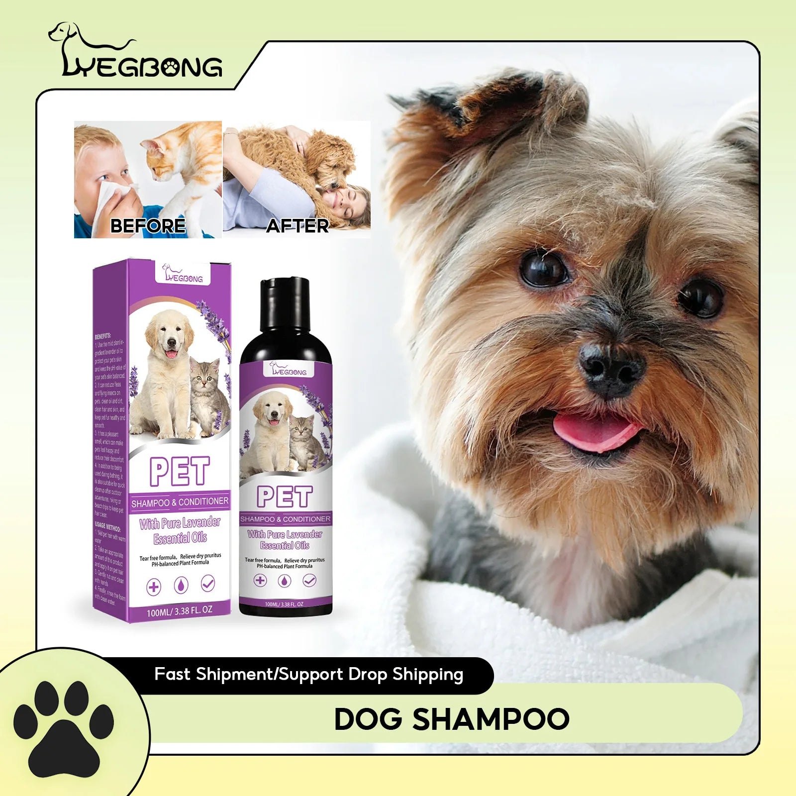 Soothing Dog Shampoo – PH-Balanced Flea Treatment & Hair Softening Wash