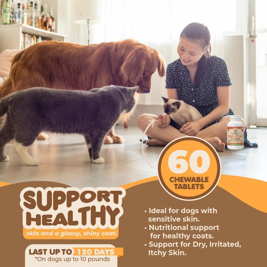 Omega 3 Skin & Coat Supplement – Fish Oil for Dogs & Cats with Itch Relief