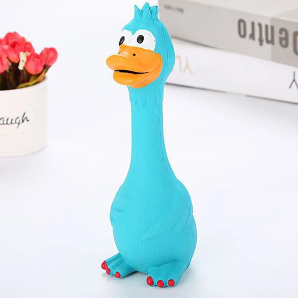 Cartoon Chicken Chew Toy – Bright Blue Squeaky Fun for Dogs