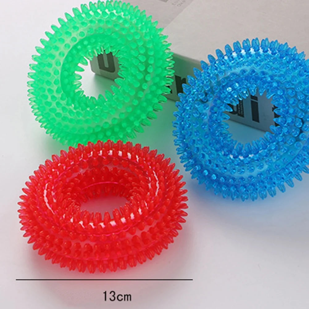 Spiky Squeaky Dog Ring – Durable, Non-Toxic Rubber Chew & Fetch Toy