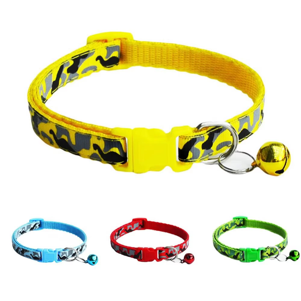 Camouflage Pet Collar – Adjustable Neck Strap with Bell for Dogs & Cats
