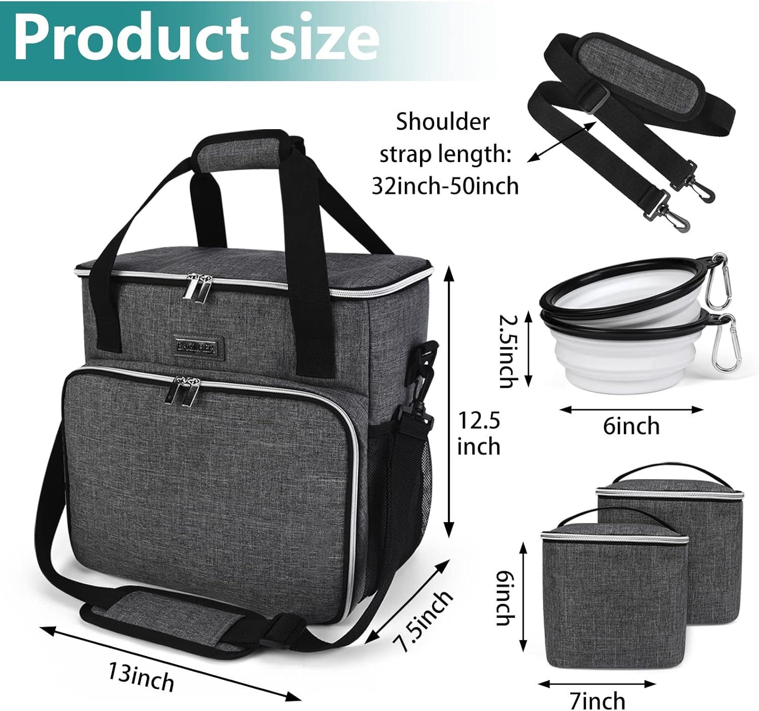 - Grey Dog Travel Bag – Complete Pet Travel Kit with Food Containers & Bowls