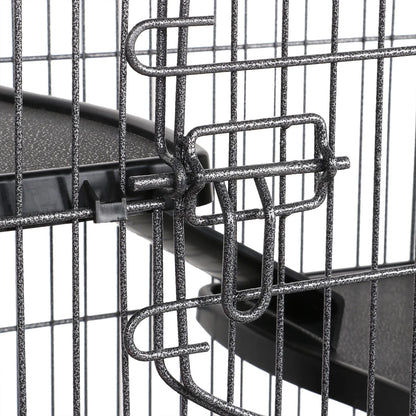 52''H Small Animals Rolling Cage 6 Levels 3 Front Doors Pet Bowl Water Bottle, Black
