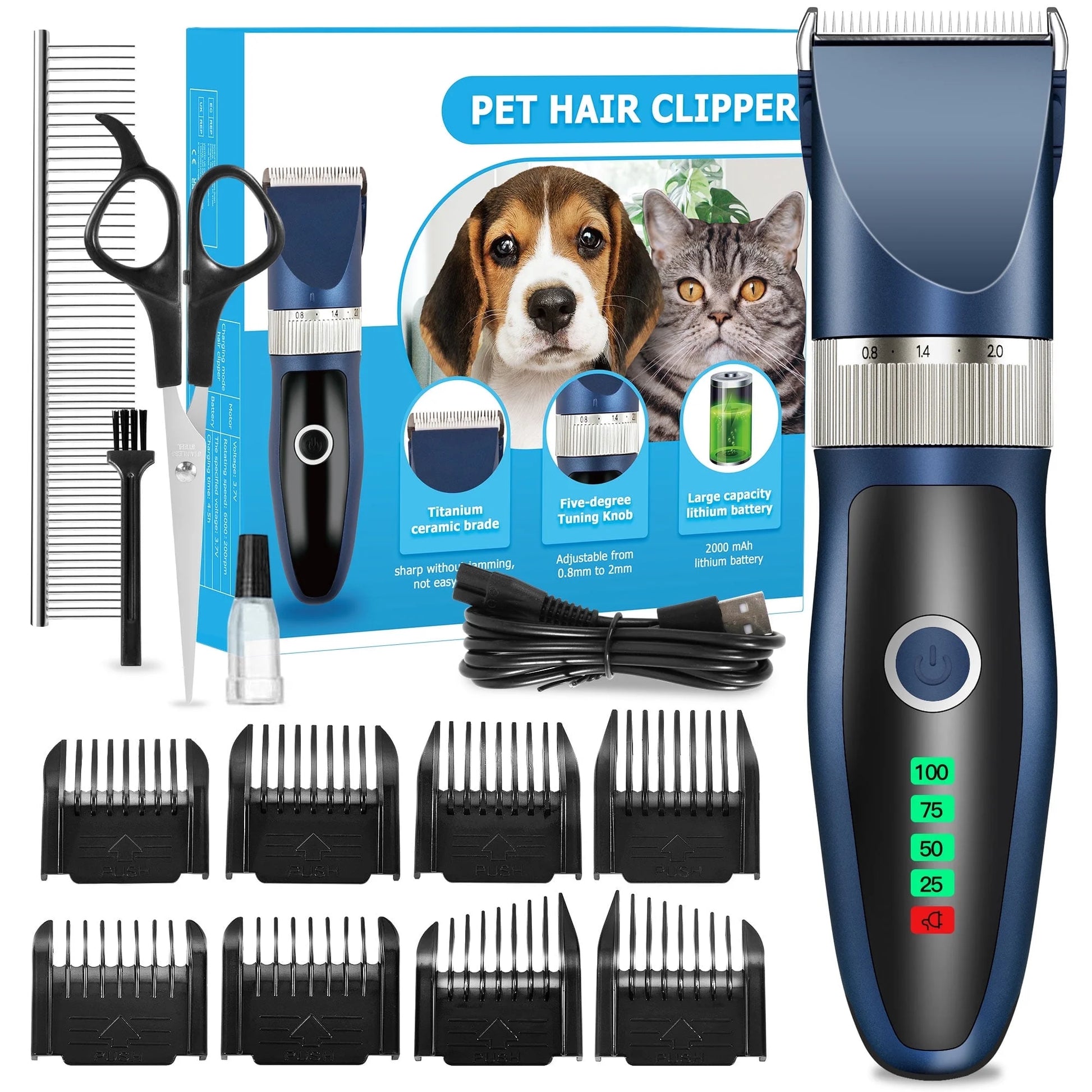Quiet Electric Pet Clippers – Professional Grooming Kit for Dogs & Cats