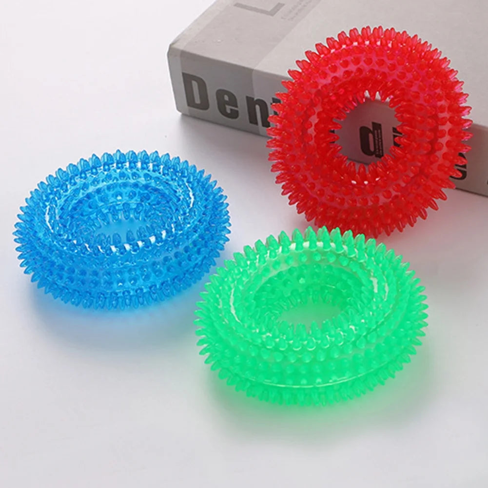 Spiky Squeaky Dog Ring – Durable, Non-Toxic Rubber Chew & Fetch Toy